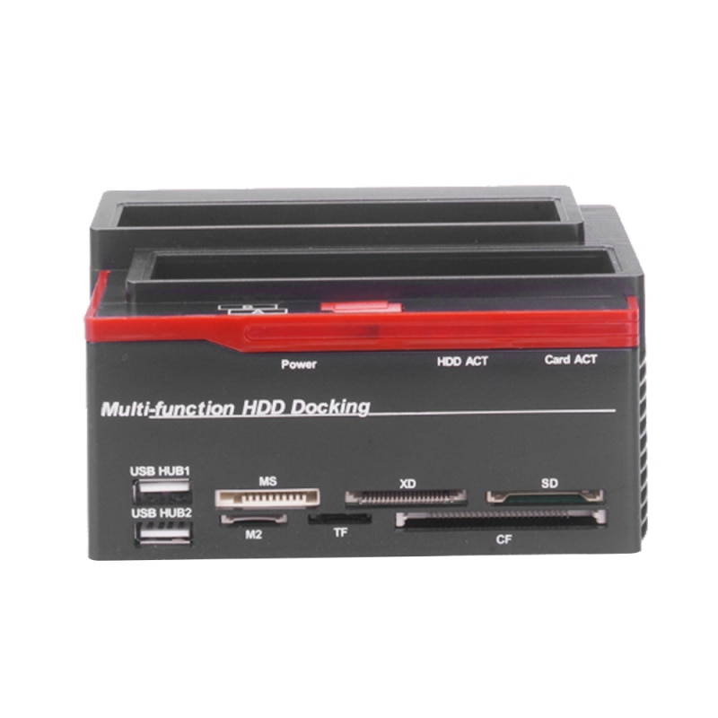 SATA IDE Docking Station 2,5/3,5 "SATA IDE HDD estación de acoplamiento 2 puertos USB 2,0 Hub/MS/M2/XD/CF/SD/lector de tarjetas TF US/EU/Reino Unido