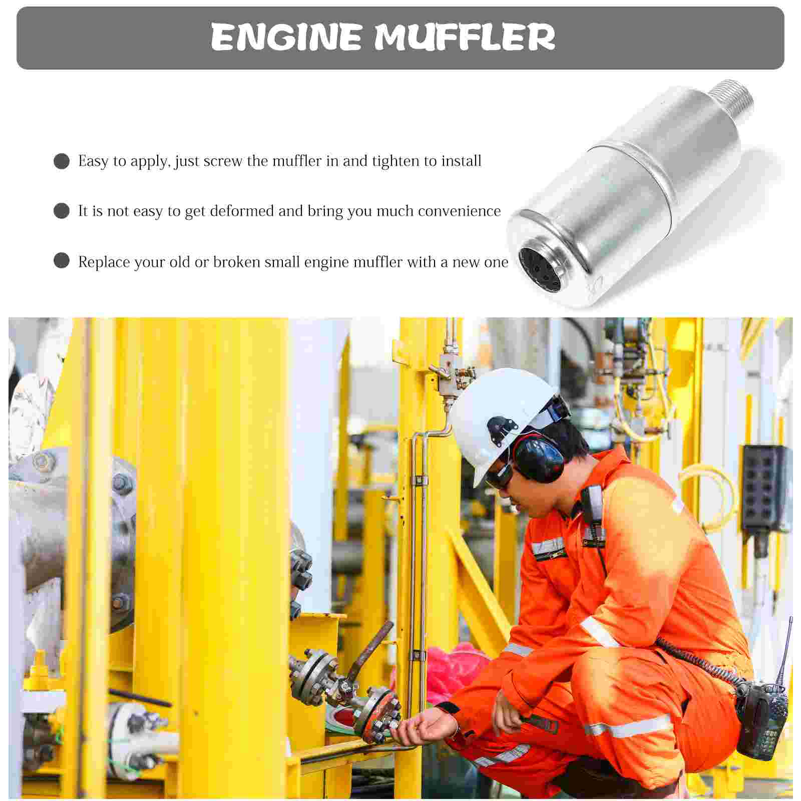 Muffler for Lawn Mower Garden Equipment Engine Generator 3/4 Inch Threaded Lawnmower