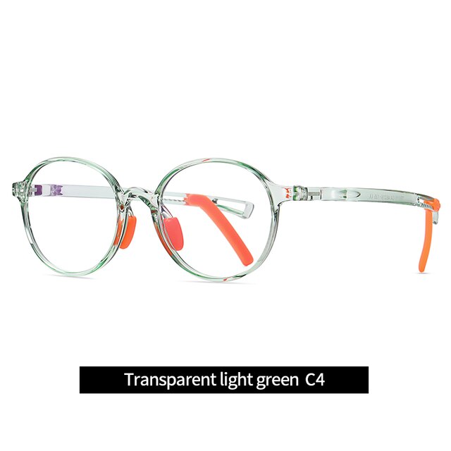 Trendy Cute Optical Blue Light Glasses For Boy Girls TR90 Pink Transparent Frame Round Computer Children Eyeglasses: Light Green