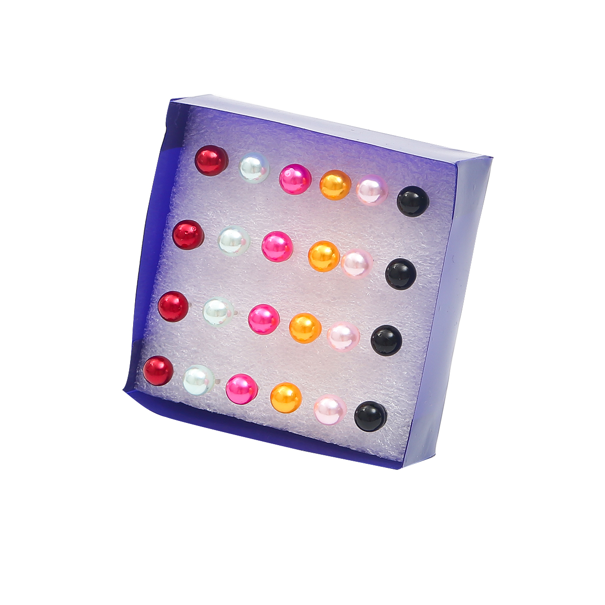 Juego de pendientes pequeños de perlas de cristal para mujer, aretes de diamantes de imitación, accesorios de joyería, bola, 2,5-6mm, 12 pares, 20 pares: Bañado en rodio de imitación