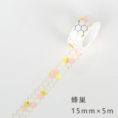 Golden Pink Foil Paper Japanese Masking Washi Tape Decorative Adhesive Tape Decora Diy Scrapbooking Sticker Label Stationery: 3