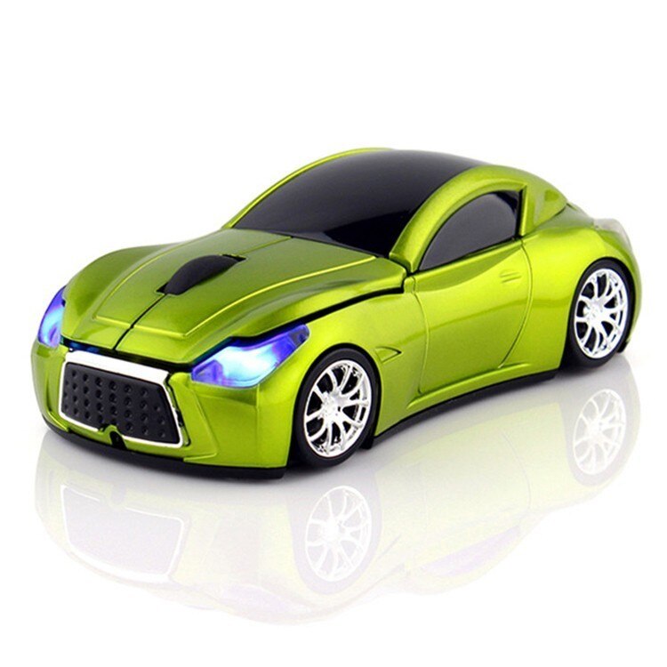 Chyi auto-vormige draadloze muis, usb optische computer mini-muis, 3d pc 1600 dpi muis met led-lampje voor kindernotebook en laptop: Groente