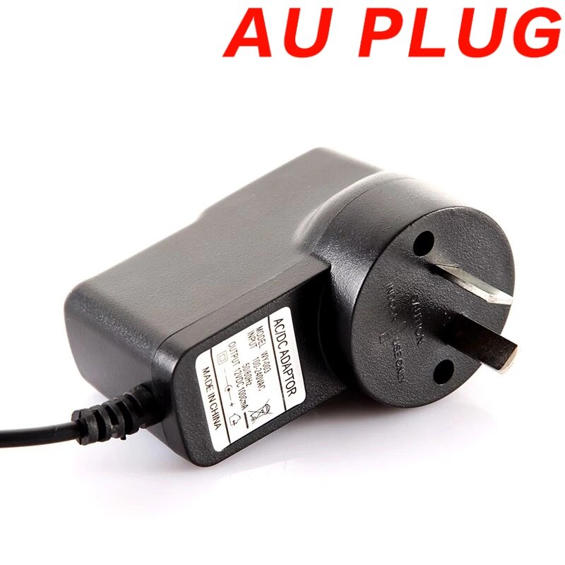 Ac 110-240v til  dc 12v 1a cctv strømforsyningsadapter, eu/us/uk/au stik abs plast