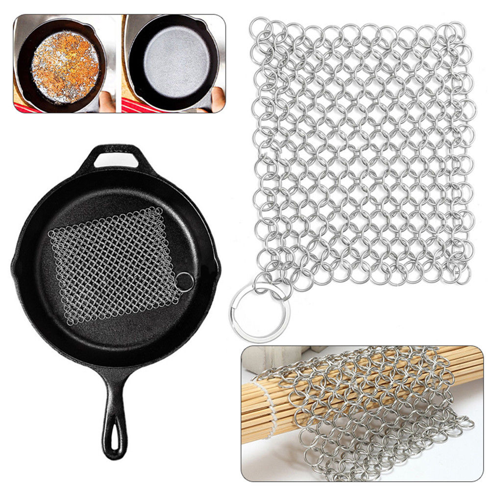 10CM Round 316 Cast Iron Cleaner Kitchen Rust Pot Pans Cleaning Scrubber Steel Rust Remover Scraper Brush Kit Metal Cleaning