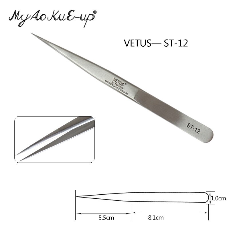 Anti-Statische St Vetus Pincet 1 Pcs Originele Pincet Voor Wimper Extensions Rvs ST-10/11/12 /13/14/15/16/17 Pincet