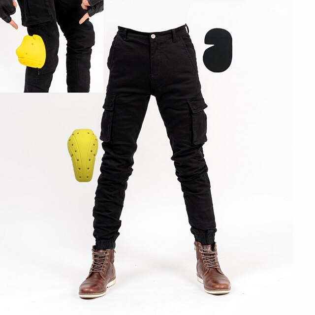 MOTO-PANTS2019 motorrad hosen für männer, Motocross hosen für motorrad, jeans mit kneepad: black / L