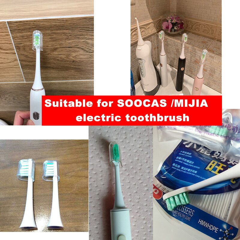 6 stk udskiftning af tandbørstehoveder til xiaomi soocas  x3/x3u mijia  t300 til oclean x / zi / en elektrisk tandbørstehoveder