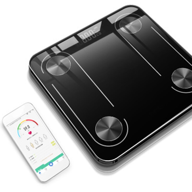 Bluetooth kropsskala smart skala glas ledet digital gulvskala badeværelse vægt skala balance