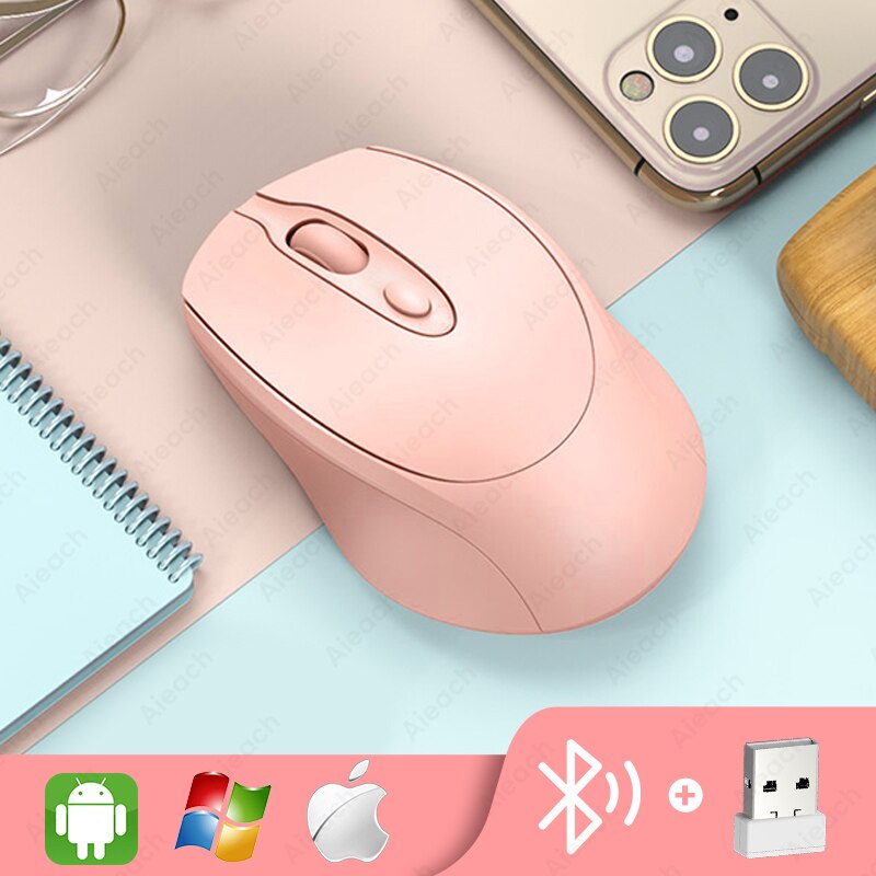 Draadloze Bluetooth-muis – Oplaadbaar, Stil, 3 DPI-instellingen, Ergonomisch Roze, Voor Laptop, Mac, IPad En Pc