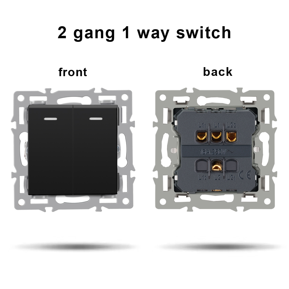 NYWP wall-mounted module diy European standard black tempered crystal glass panel socket LED light switch button function combi: ROYAL BLUE