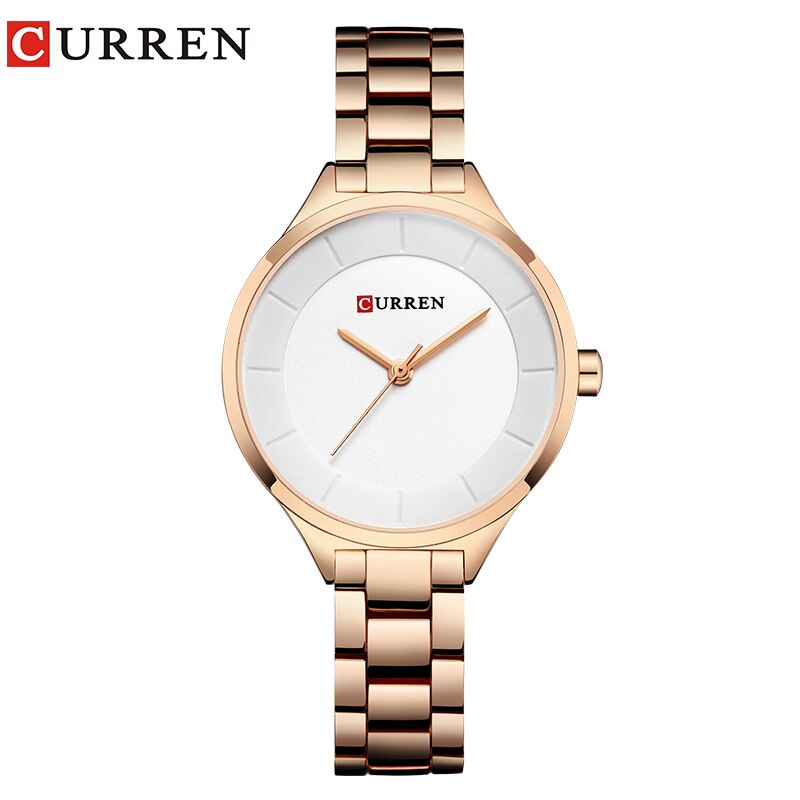 Curren Top Brand Dames Horloges Roestvrij Stalen Band Quartz Vrouwelijke Horloge Dames Klok Relogio Feminino: rose white