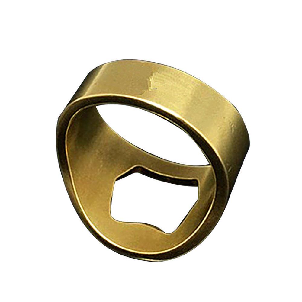 Abridor de garrafa criativo de aço inoxidável, 22mm, portátil, formato de anel, abridor de cerveja, ao ar livre, edc, cozinha doméstica, dropshipping: Dourado