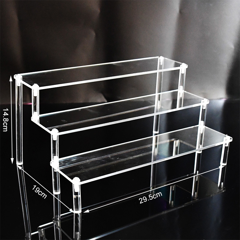 1-5 Tiers Acrylic Display Stand Jewelry Rack Shelf Doll Figure Collection Storage Rack Home/Shop Counter Display Ladder Shelf: 3 layers-30cm