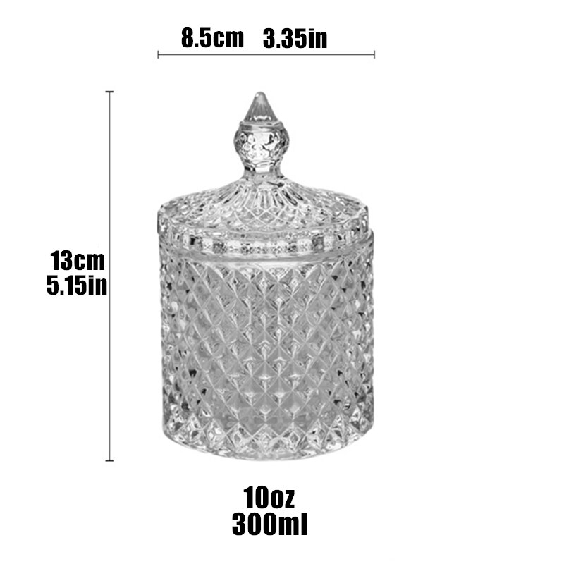 Color Crystal Glass Storage Jar Lids 600ML Candy Jar Glass Transparent Container Cookie Cotton Swab Box Cotton Household Storage: 3