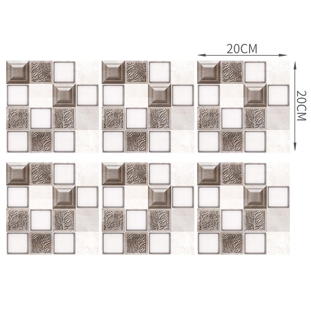 6pcs Tiles Stickers Self Moisture-proof Surface Covered with Film Adhesive Mosaic Kitchen Bathroom Waterproof Wallpaper