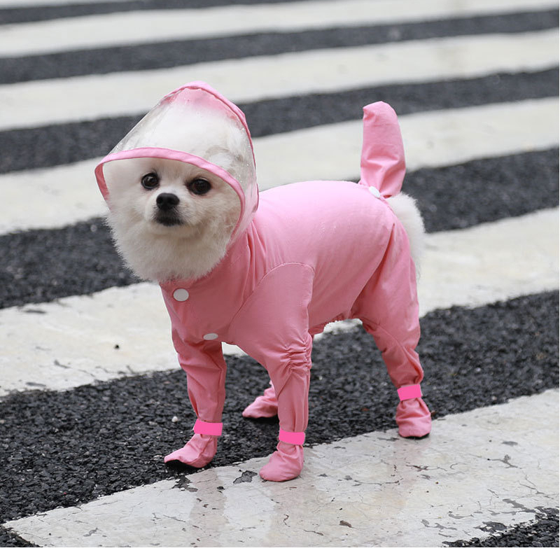 Cool Full-Cover Regenjassen Voor Kleine Honden Effen Kleur Waterdichte Beschermende Doek Huisdier Regenachtige Dag Walking Dog Tool Hond levert