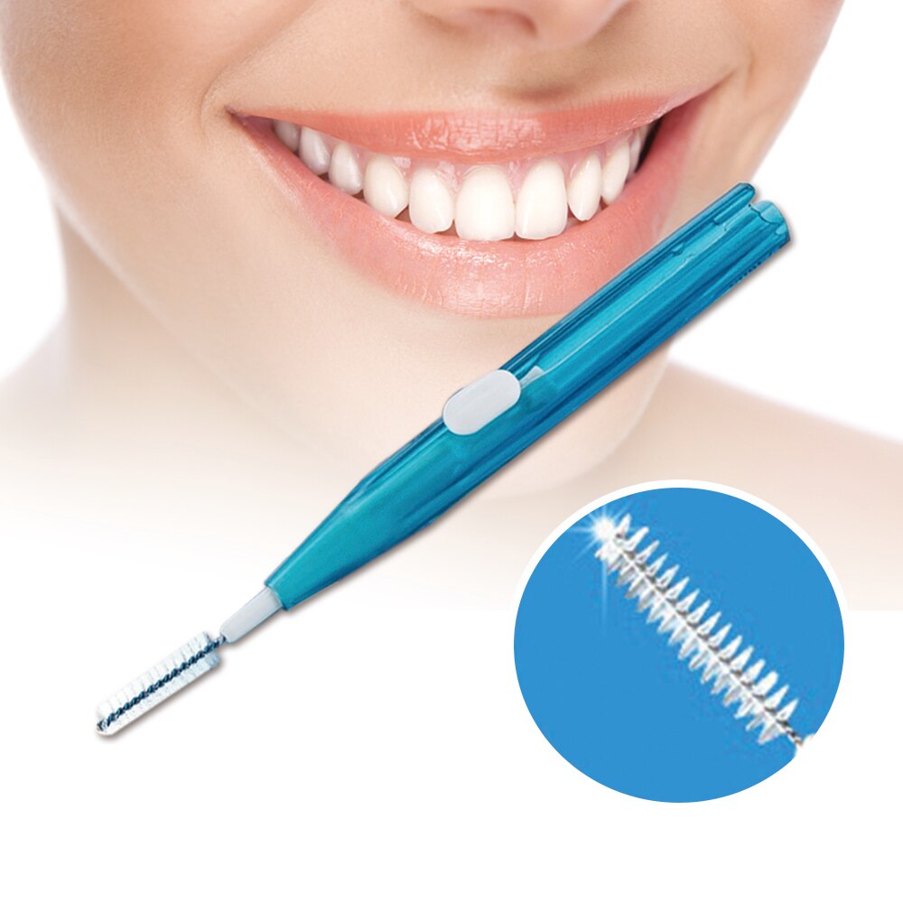 20 stk/pak voksne push-pull interdental børste tand mundhygiejne tandstikker tand rengøring tandtråd børste ortodontisk stålbørste