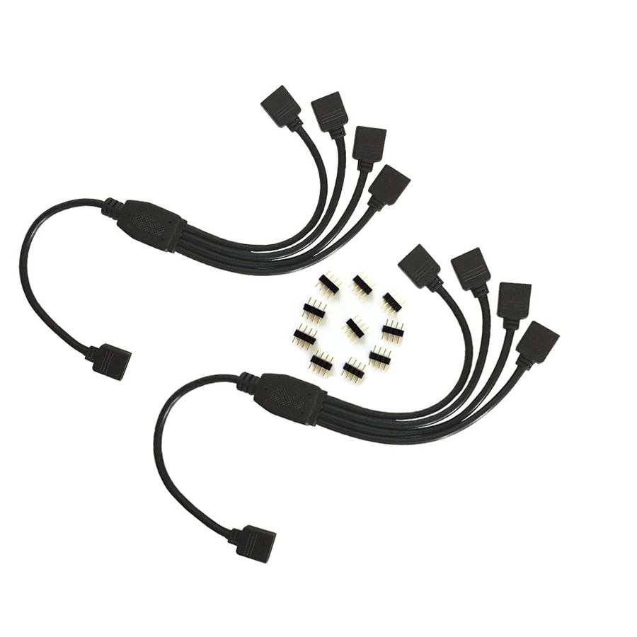 4 Pin RGB Connector Kabel 1 om 1 2 3 4 5 Vrouwelijke aan Vrouwelijke Splitter Connector Verlengkabel voor 3528 5050 RGB LED Strip Licht