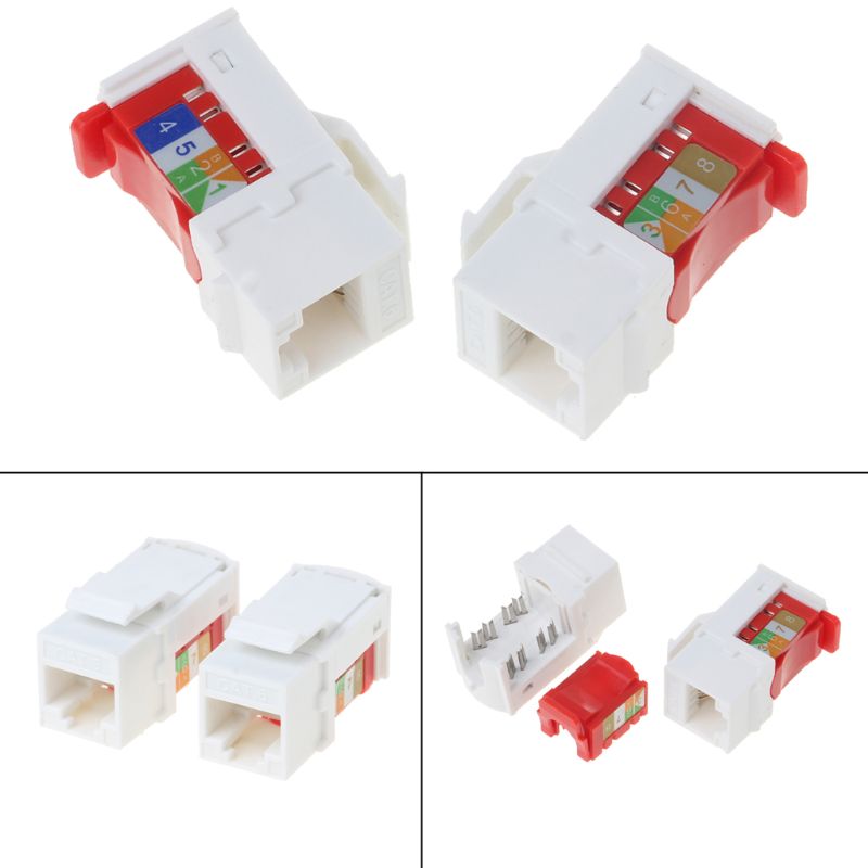 2Pcs CAT6 Network Module Information Socket RJ45 Connector Adapter Keystone Jacks Modules Tool-free Connection R9JB