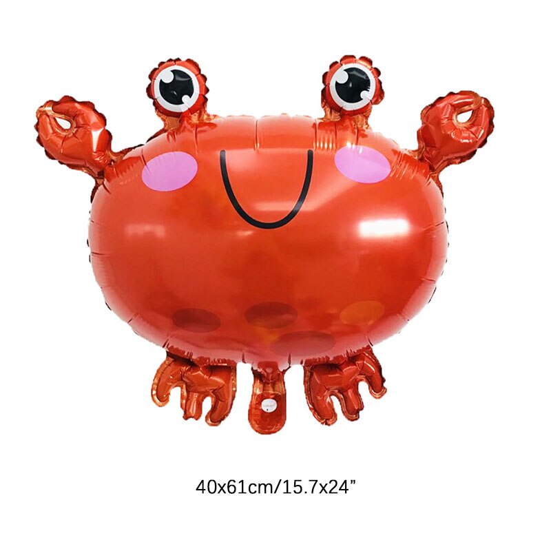 6Pcs Cartoon Seahorse Foil Balloons Crab Dolphin Marine Animal Balloons Kids Octopus Starfish Cosplay Party Props Decor: Crab