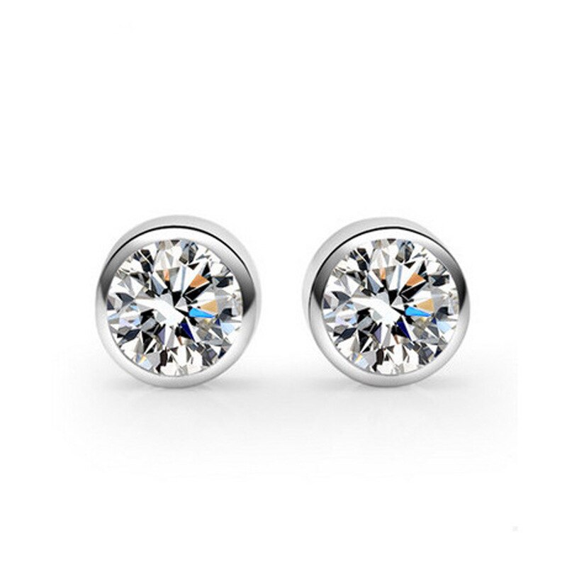 INZATT 925 Sterling Silver Zircon Heart Stud Earrings Rose Gold Colour Crystal Jewelry Accessory For Women Wedding Party: Silver