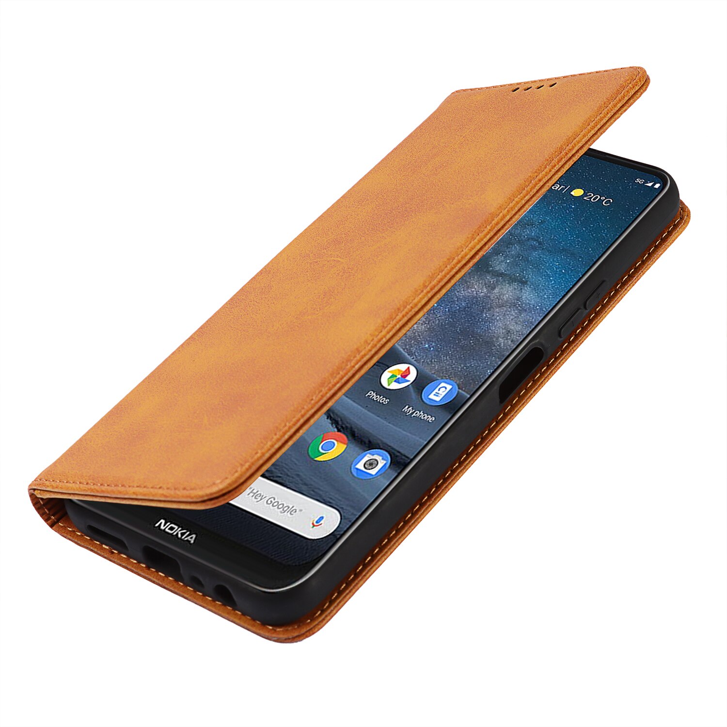 Premium skórzany futerał na telefon Nokia 8 V 5G UW / 8.3 5G etui z klapką etui na karty magnetyczne przyciąganie okładka portfel biznes