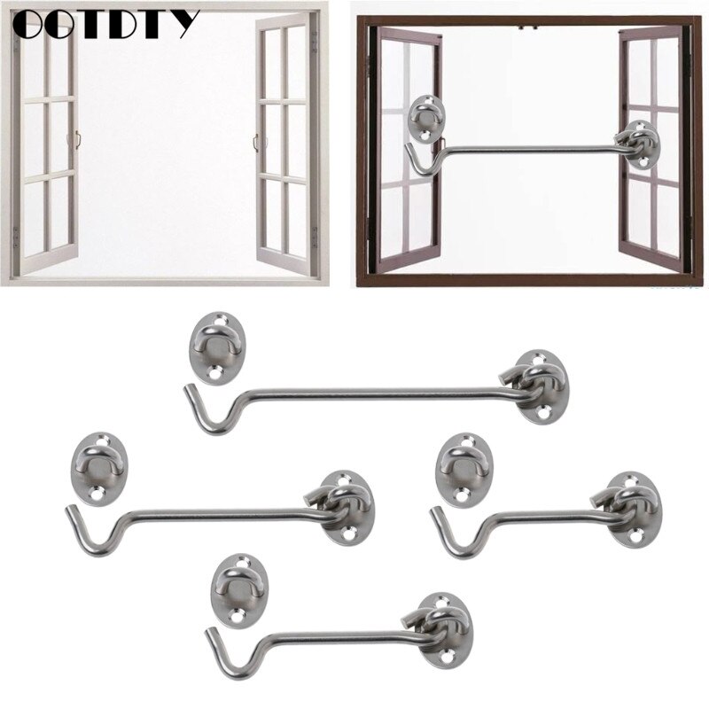 Stainless Steel Window Cabin Hook Eye Latch Window Safety Stopper Silent Holders