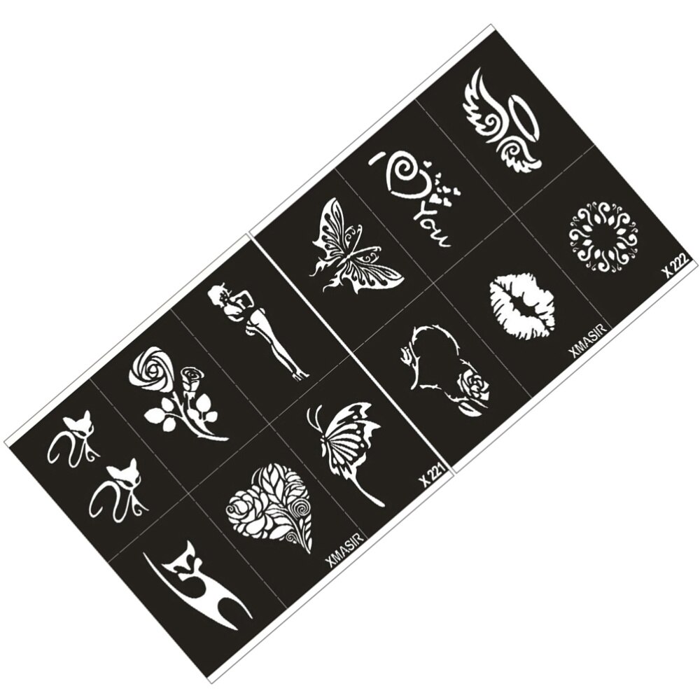 2 hojas de plantillas, suministros DIY de , plantillas de tatuajes, moldes de pintura para almacenar en casa: Default Title