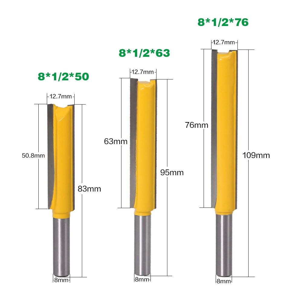 Bestgle 5-Piece Straight Dado Router Bit Set - 1/4 Inch Shank Wood Cutting Tools