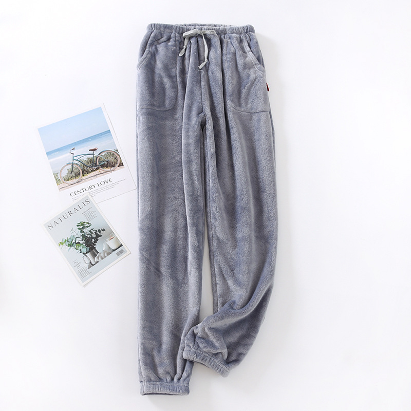 Winter Flanellen Pyjama Broek Mannen Sexy Sleewear Losse Slapen Bodems Sheer Heren Lounge Wear Ondergoed Lange Broek Nachtkleding: Grey / S