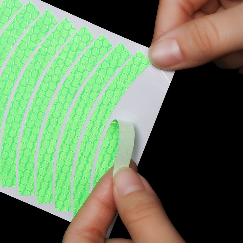 12pcs/sheet Bike Reflective Stickers Wheel Decals Reflective Tape Safety Strips Bicycle Wheel Stickers For Children Balance Bike