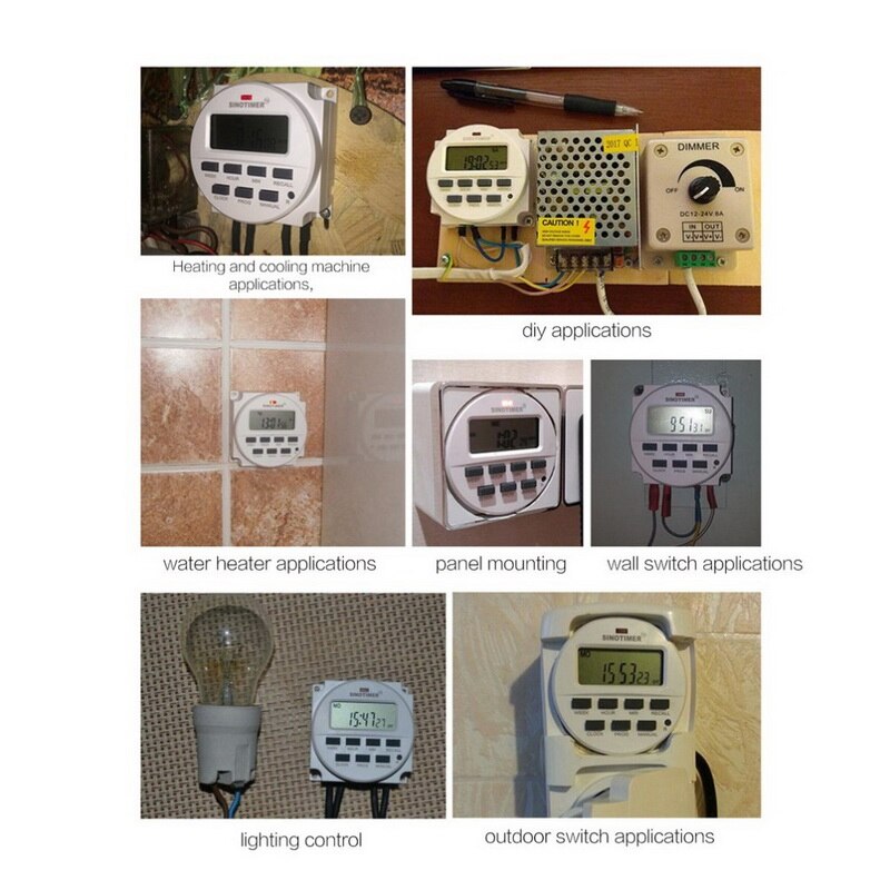 CN101A 12V 24V 110V 240V Digital LCD temporizador programable tiempo alarma reloj luz temporizador