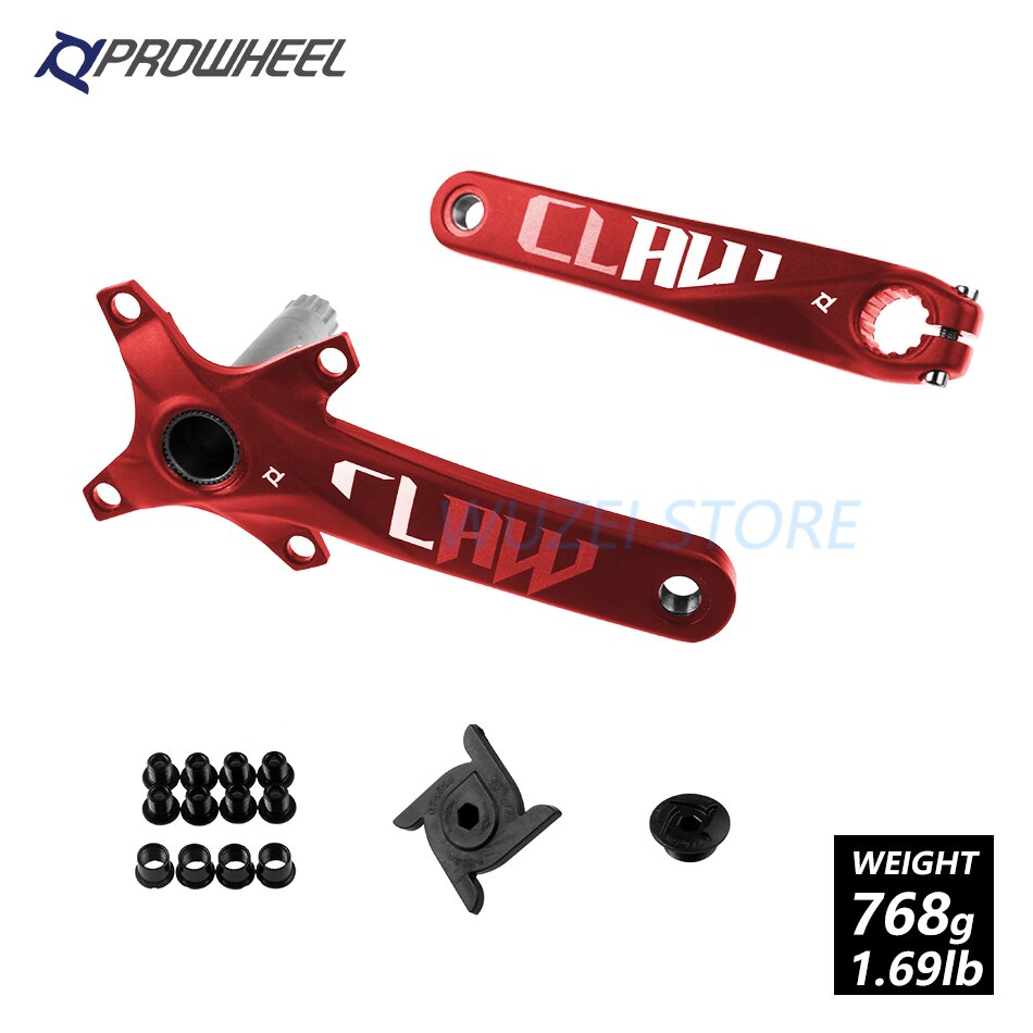 PROWHEEL 104BCD Mountain Bike Crankset Aluminum Alloy With Bottom 170mm 175mm MTB Bicycle Crank With axis 1x11Speed bike parts: Red 170