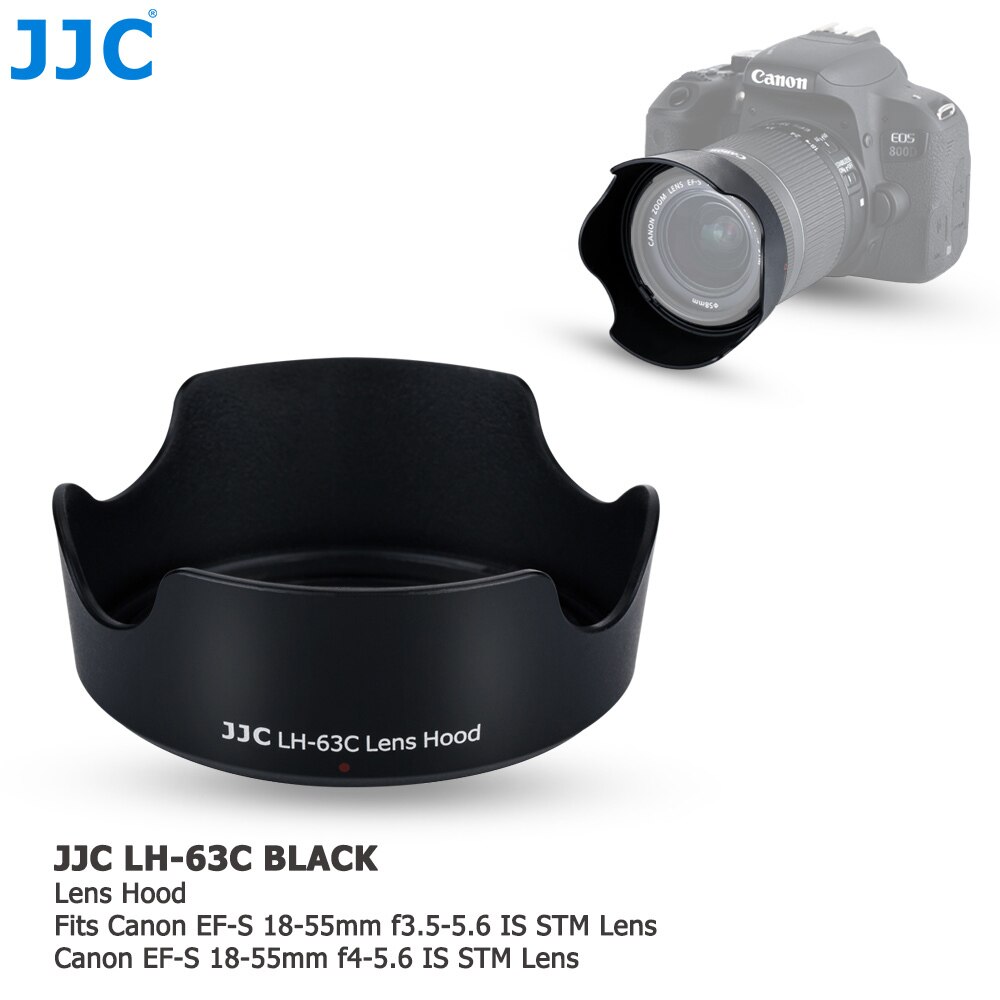 JJC EW-63C EW 63C Reversible Lens Hood Fit Canon EF-S 18-55mm f/3.5-5.6 (or f/4-5.6) IS STM Lens for Canon EOS 850D 800D 90D 80D