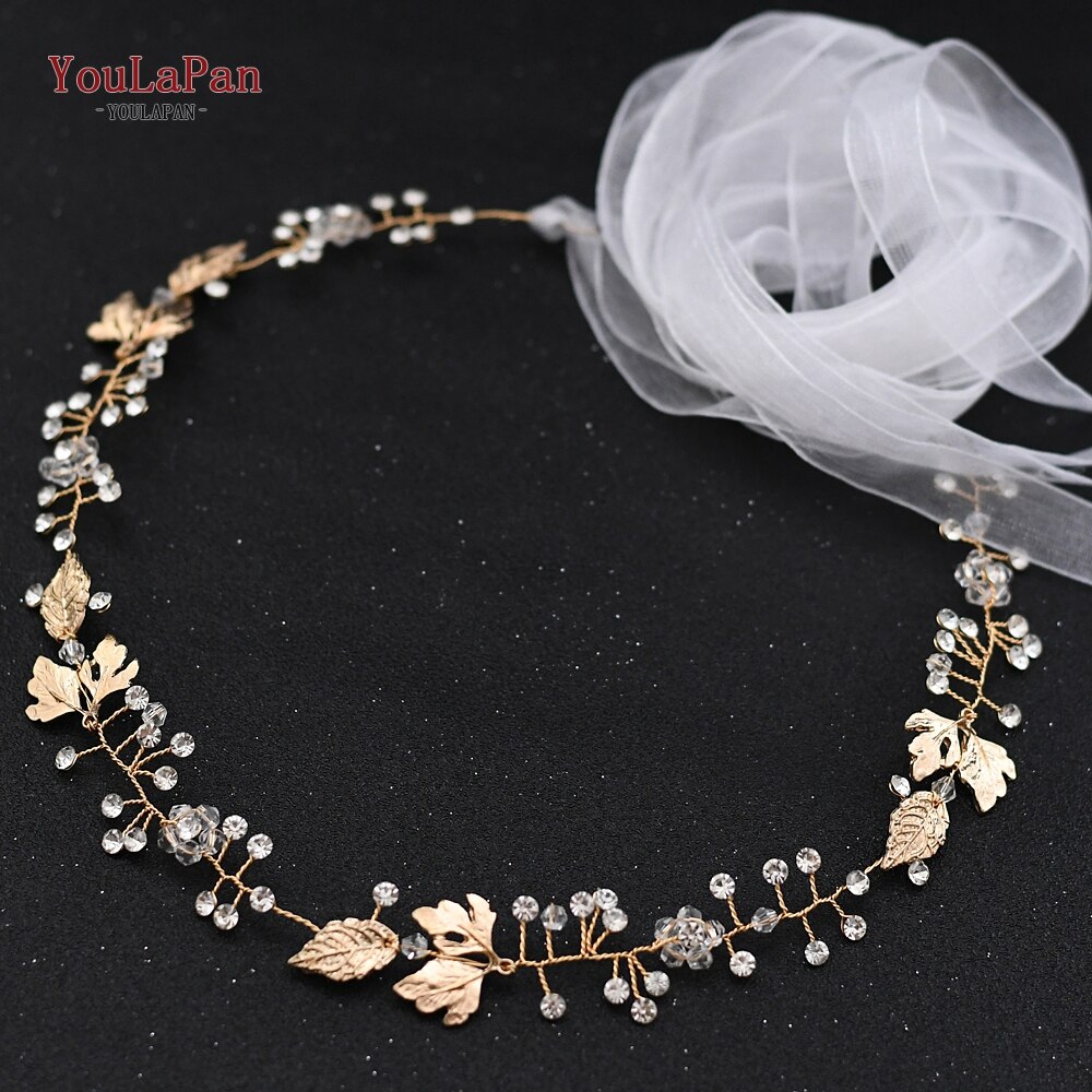 YouLaPan SH122 cinturón de boda dorado hojas doradas vestido de boda cinturón con cristales cinturón nupcial accesorios de vestido de novia cinturón de novia: White organza