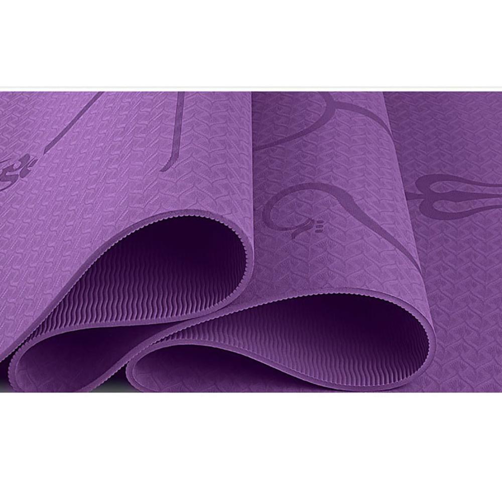 TPE Yoga Mat 183x61cm - Non-Slip Fitness Mat with Position Line for Beginners