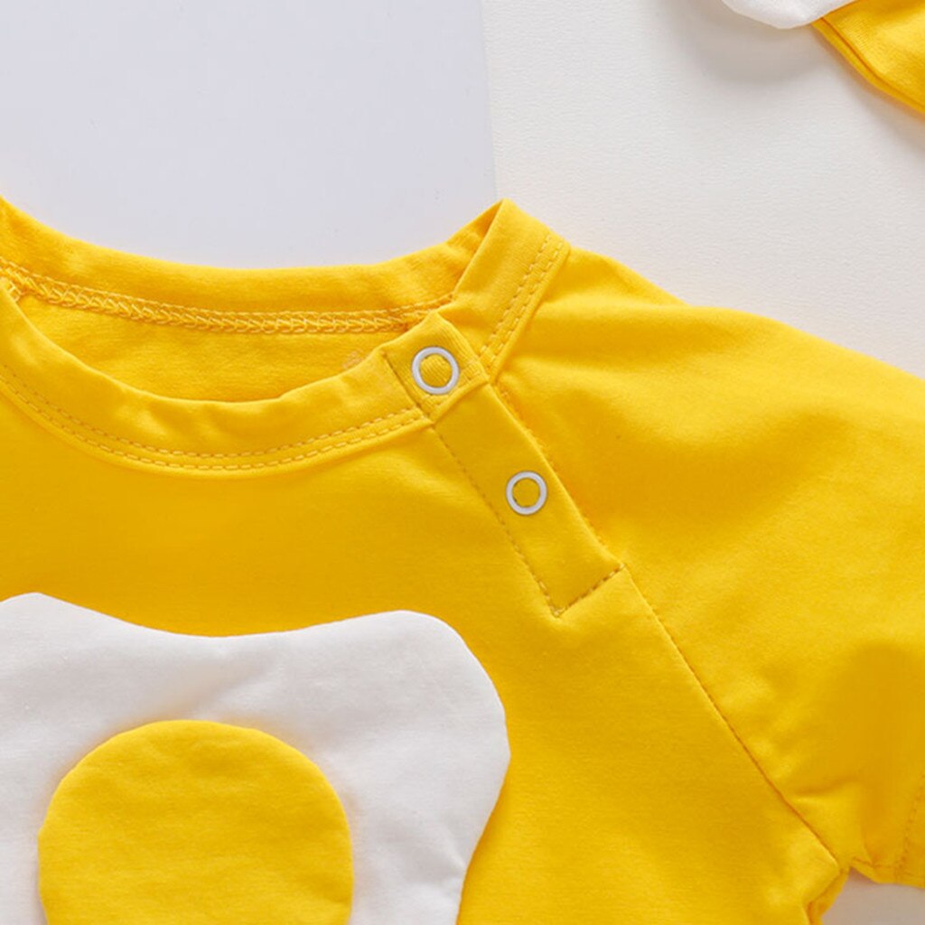 Noworodek dziewczynka ubrania noworodek dziewczynek chłopców jaja niejednolita całość romper ciało Hairband ubrania kombinezon ubrania