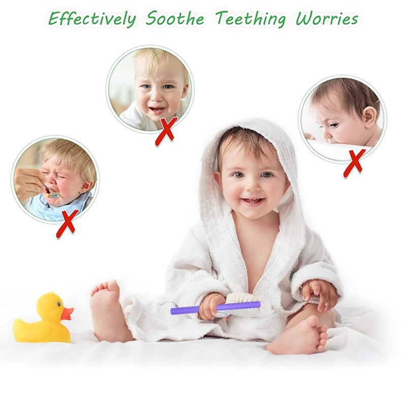 Flexible Hollow Teething Tubes(4Pack-6.8Inch), Soft Silicone Teething Toys for Babies Infants 0-12 Months Old