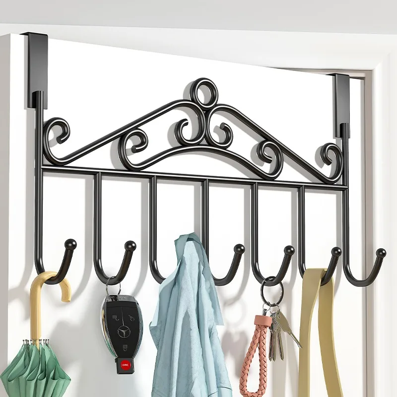 1 STÜCK Über Tür Metall Aufhänger Halterung 7 Haken Handtuch Hütte Mantel Haken Eisen Haken Hängende Lagerung Gestell Overdoor Organizer Zubehör