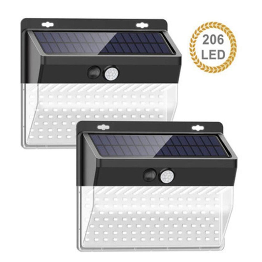 Led Solar Light Pir Motion Sensor 136/206/208 Led Waterdichte IP65 Led Wall Lamp 2835 Smd Grote Batterij Solar power Zonlicht: 206LED / 4PCS