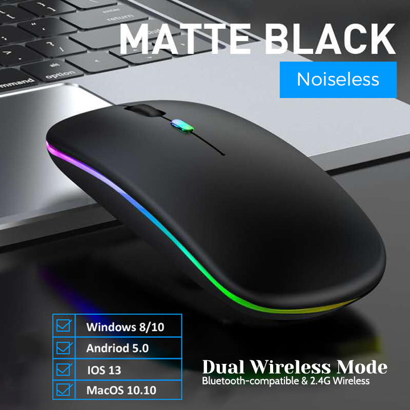 Wireless Mouse Bluetooth-Compatible Rechargeable Mouse Computer Silent Mause Ergonomic Mini Mouse USB Optical Mice For PC Laptop: Black 1
