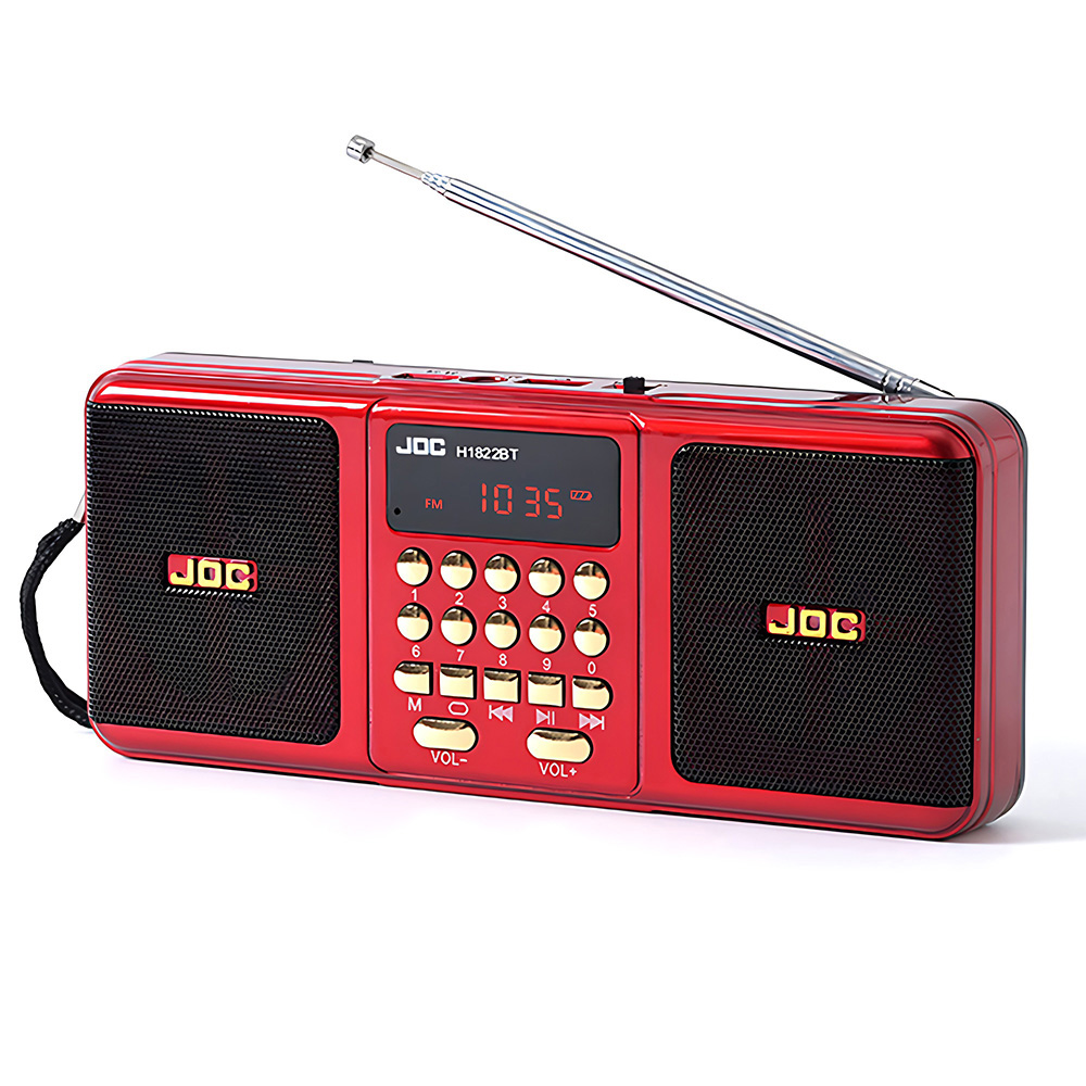 Przenośne radio stereofoniczne FM Głośnik bezprzewodowy Akumulator Obsługa karty TF Głośnik USB zgodny z Bluetooth z odbiornikiem FM: Czerwony