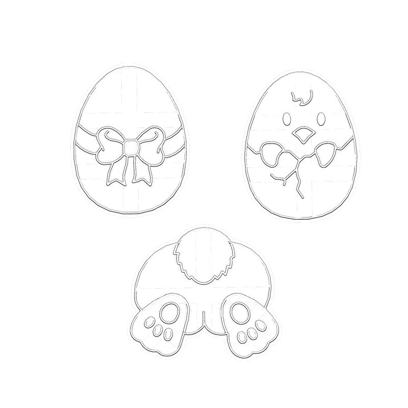 Happy Easter Egg Cookie Embosser Mold Cute Bunny Chick Shaped Fondant Icing Biscuit Cutting Die Set Baking Cake Decoating Tool