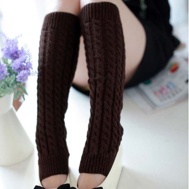 Calentadores de piernas a la para mujer, calentadores hasta el muslo, botas altas y cálidas, bandas de lana para el muslo, Invierno: Brown