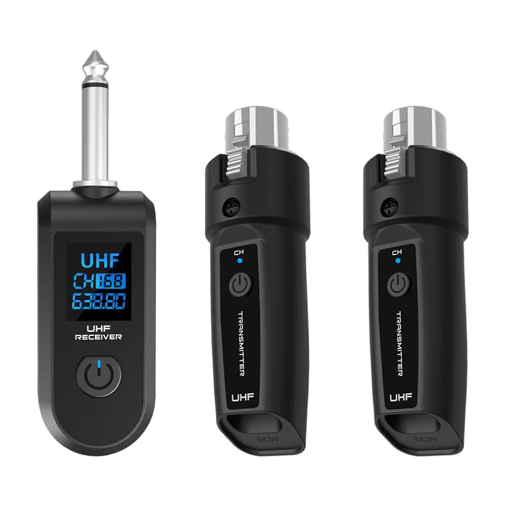 Draadloze microfoonconverter XLR-zender en ontvanger Draadloze microfoonadapter voor audiomixer Dynamische microfoon Elektrische gitaarbas: WIT