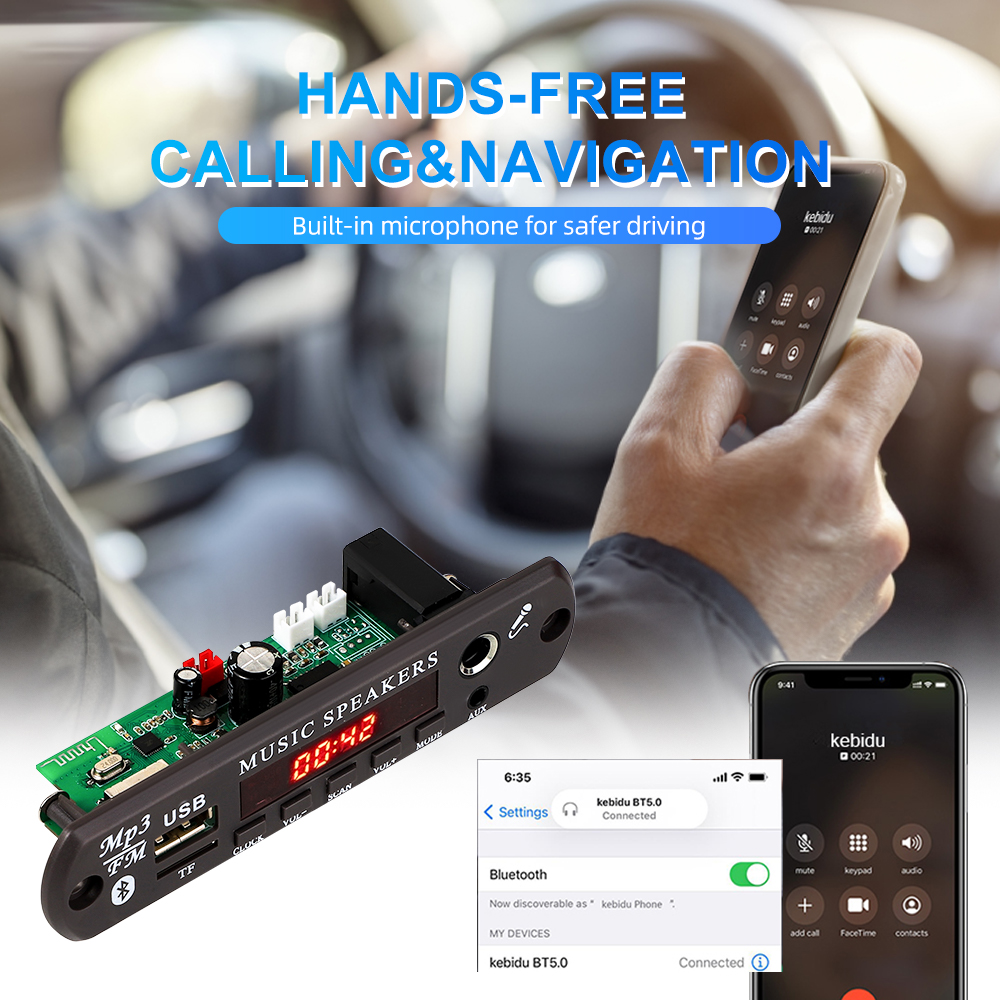 DC 12V Bluetooth 5,3 MP3 APE Decoder Board 30W 60W Verstärker 6,5mm Mikrofon Uhr Zeit Display USB TF FM AUX Auto Musik Player