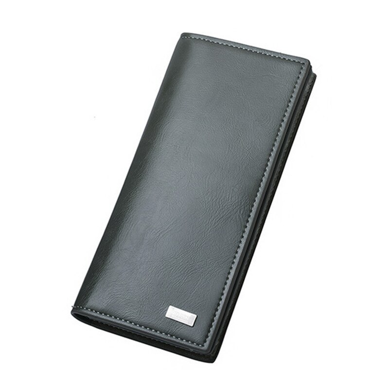Heren lange portemonnee zachte leren portemonnee grote capaciteit mobiele telefoon tas multifunctionele kaarthouder casual portemonnees mannen: Grijsblauw