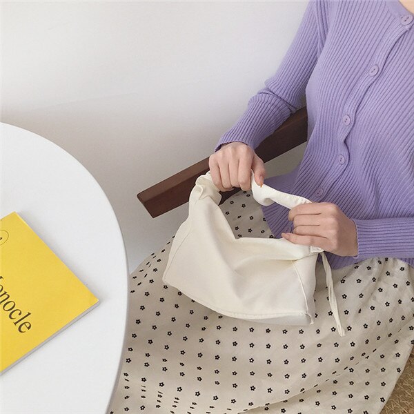 Kleurrijke Baguette Tassen Voor Vrouwen Retro Polyester Dames Oksel Bag Meisjes Kleine Handtas Met Verstelbare String Clutch Purse: WHITE