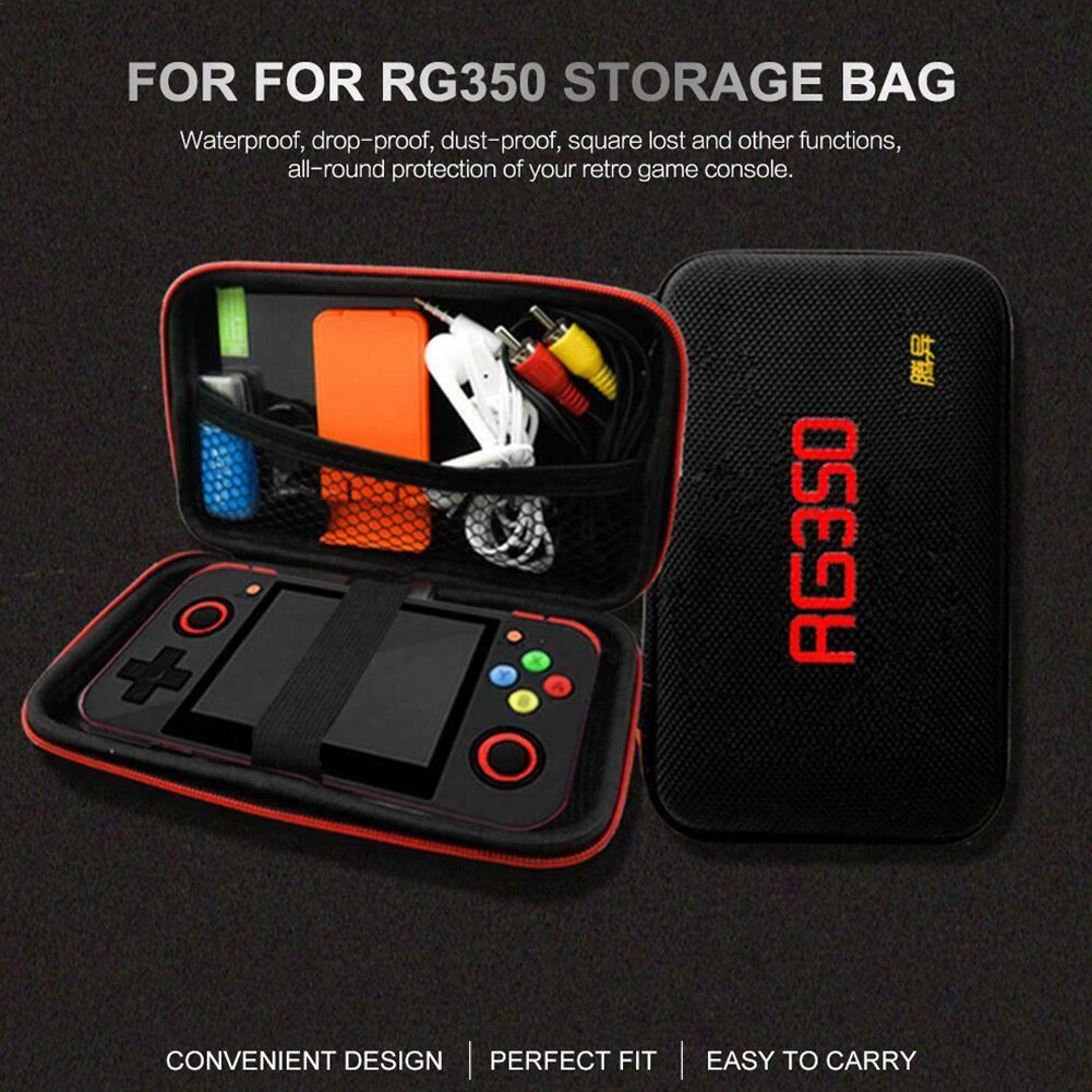 Travel Game Console Bag Retro Handbag Carrying Case Hard EVA Mesh Pocket Protective Waterproof With Lanyard Storage For RG350