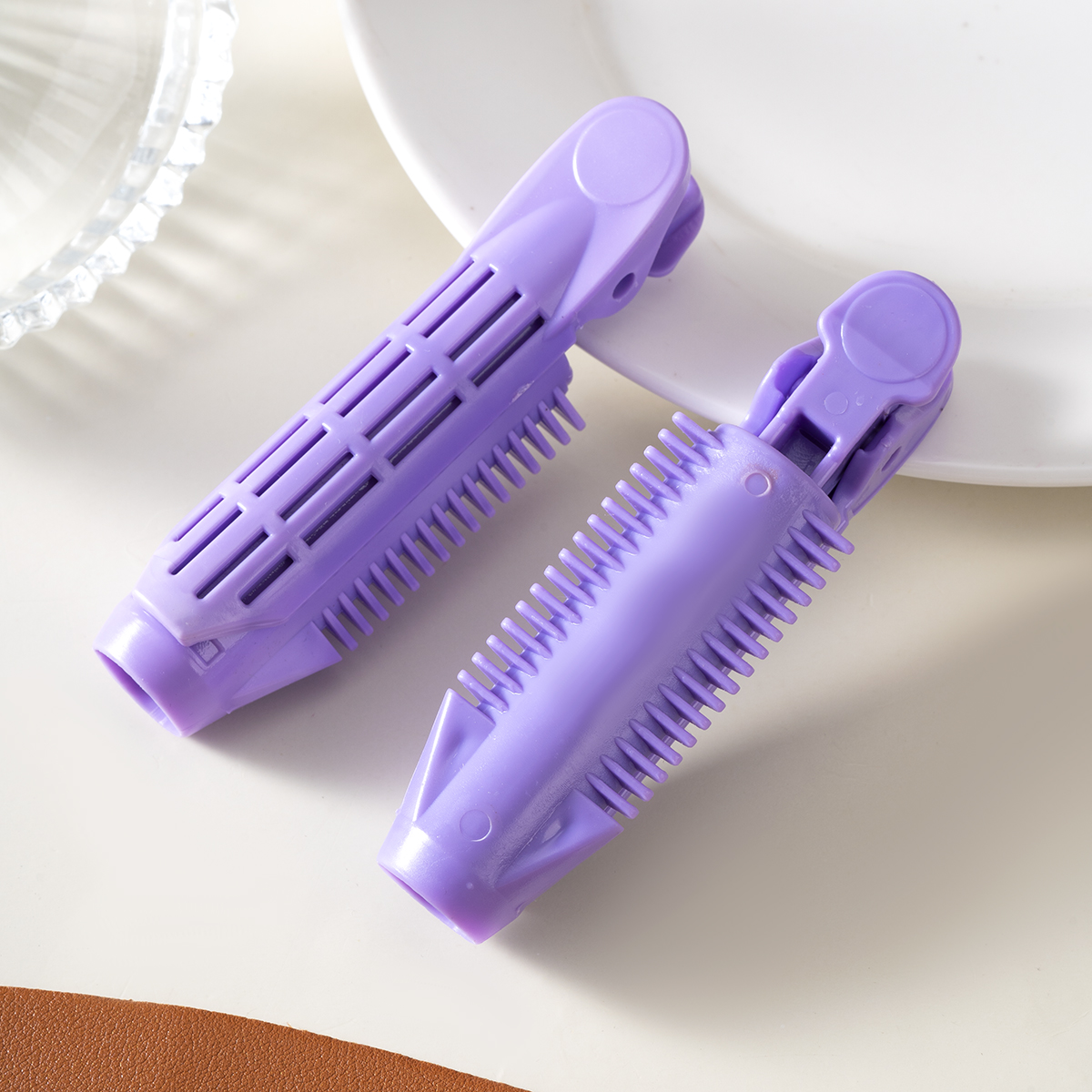 2pcs Fluffy Curling Hairpin Rollers Hair Roots Hair Clip Women Volumizing Curling Fixed Plastic Hair Curler Twist Styling Tools: GRAY